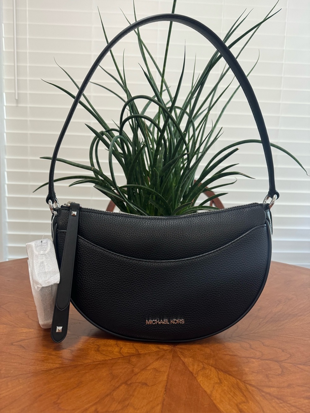 Michael Kors Black Pebble Leather  Shoulder Bag